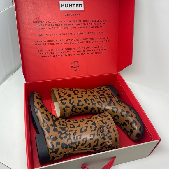 NEW Hunter Original Leopard Print Refined Short Rain Boot Size 10 - Picture 2 of 14